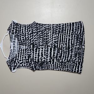 Calvin Kelin Black and White Tank with keyhole and metal accent